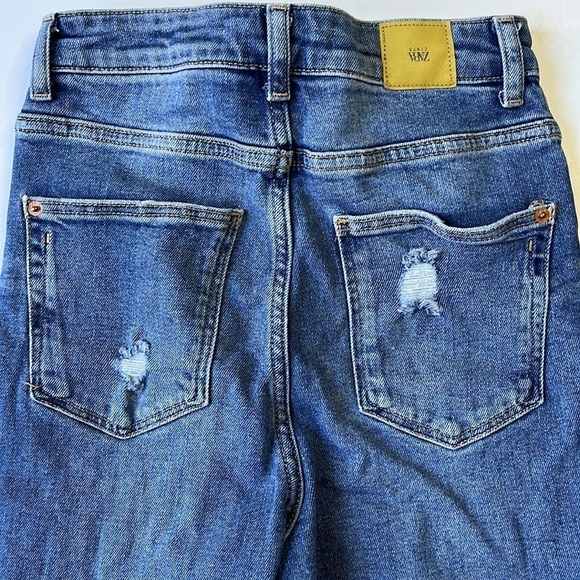 ZARA Distressed High Rise Skinny Jeans Raw Hem Size 4 - Picture 5 of 6